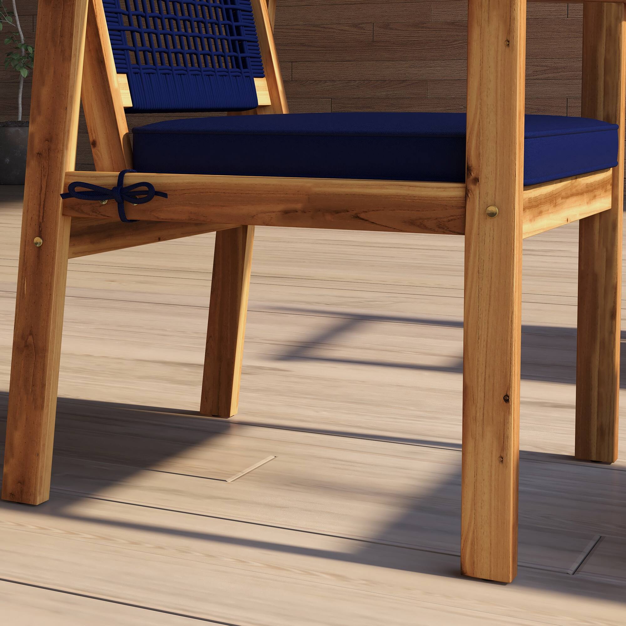 Alt View 8. Outsunny - 4 Piece Patio Conversation Set with Cushions, Acacia Wood Outdoor Furniture with Loveseat, Armchairs - Blue.