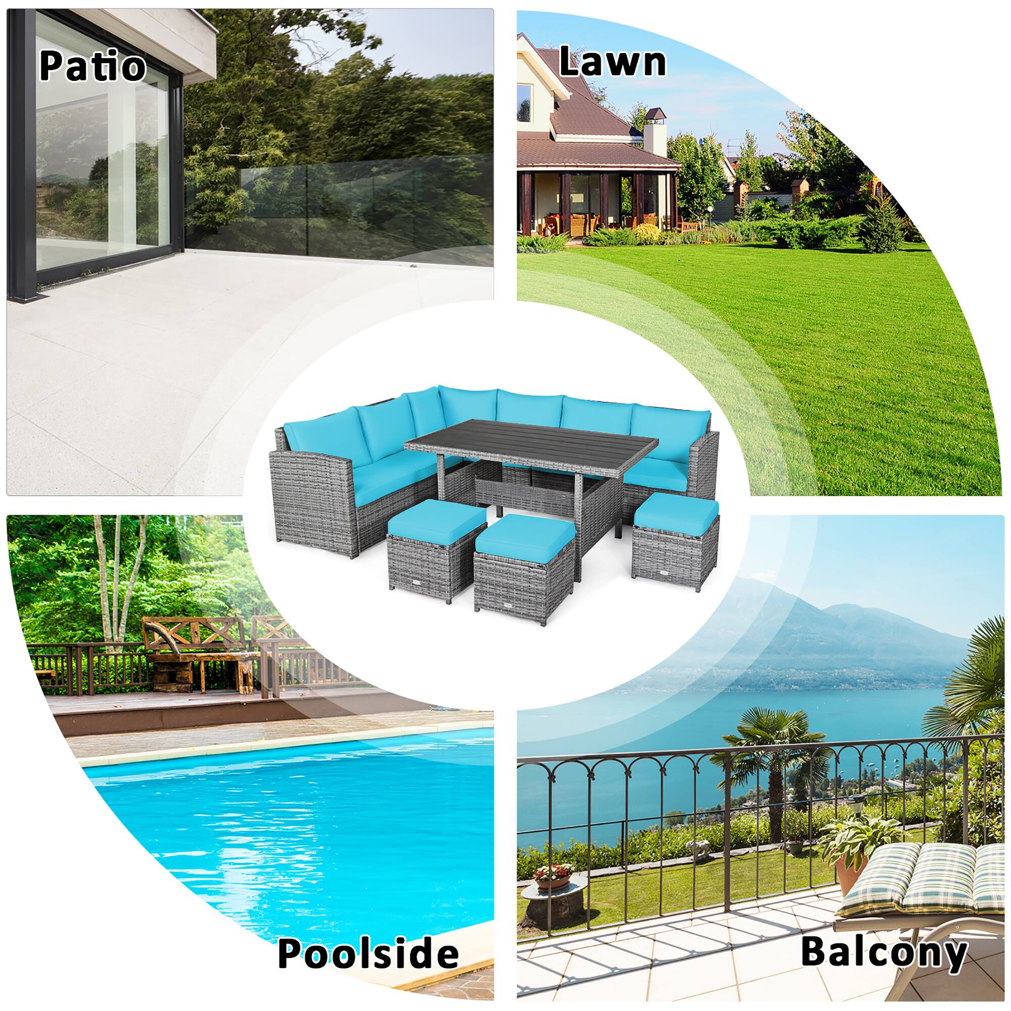 Patio, Lawn, Poolside, Balcony