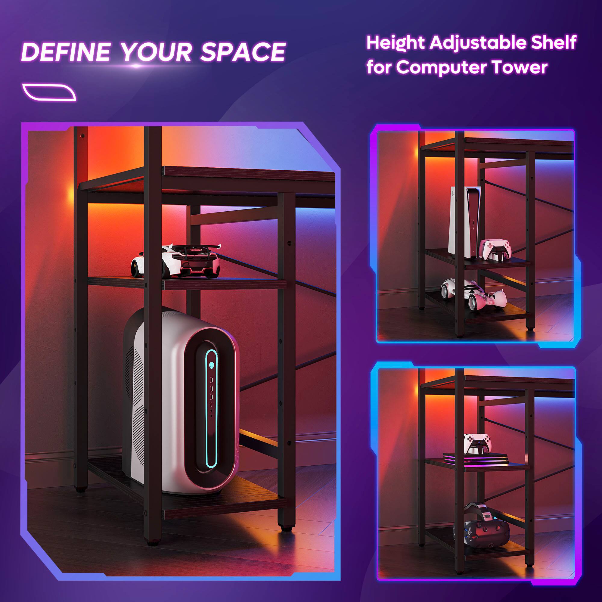 Define Your Space Height Adjustable Shelf for Computer Tower
