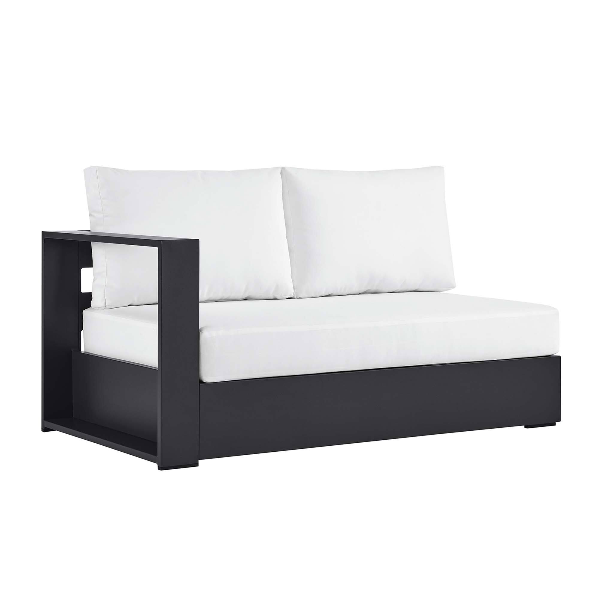 Angle. Modway - Tahoe Outdoor Patio Powder-Coated Aluminum Modular Left-Facing Loveseat by Modway - Gray White.