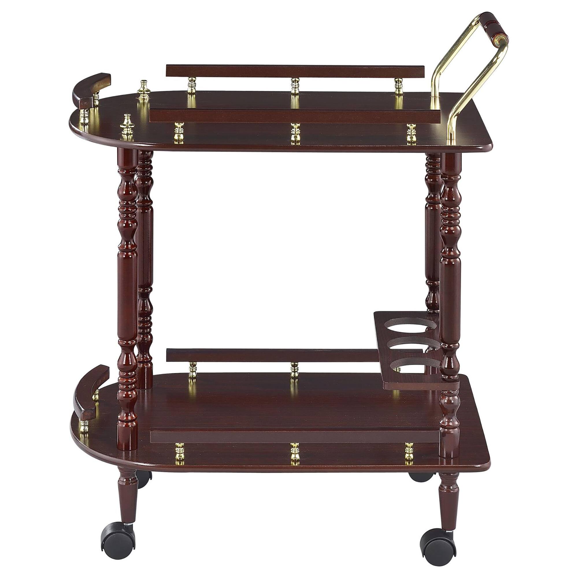 Alt View 2. APRILSOUL - Merlot and Brass 2-shelf Serving Cart - Brown.
