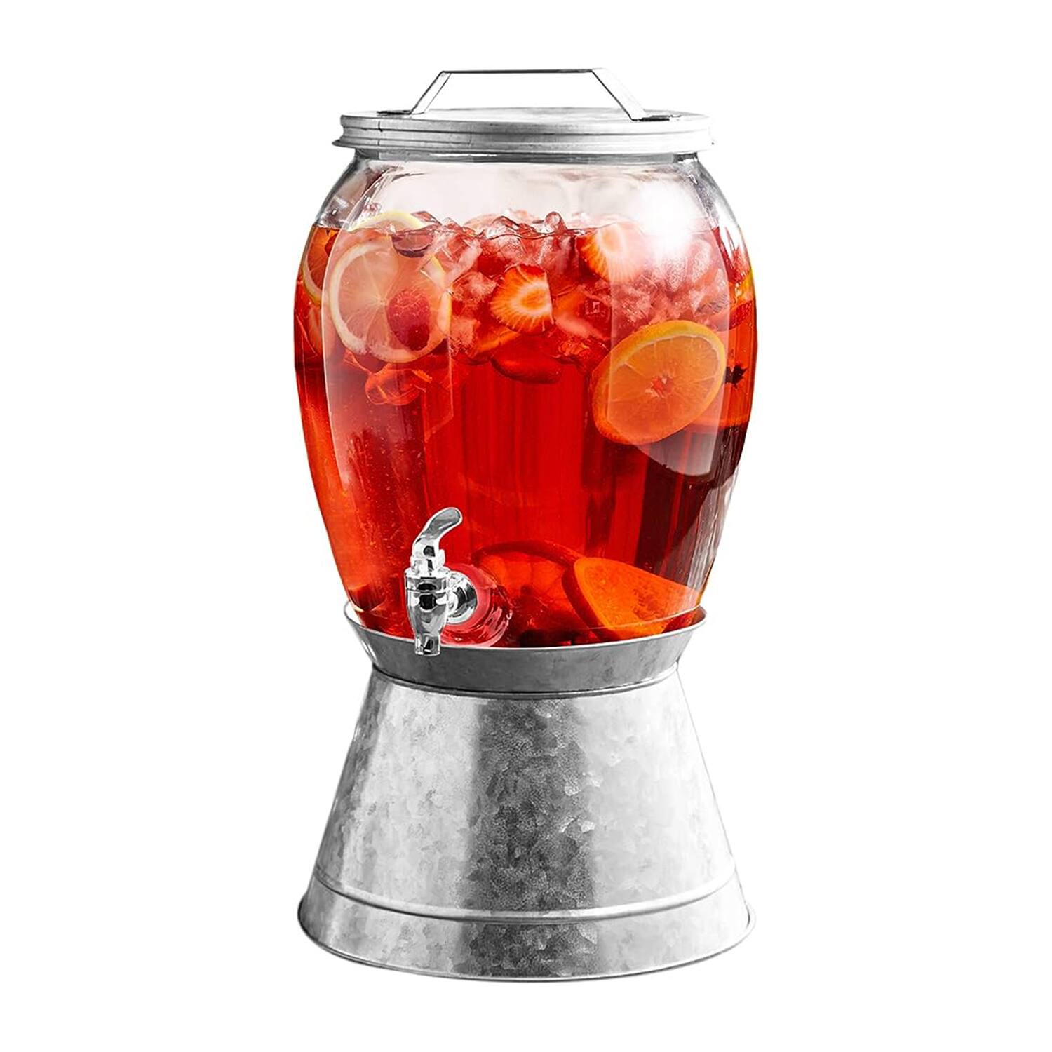 Style Setter - Jaxon Beverage Dispenser with GALvanized Base & Lid 2 GAL - Clear