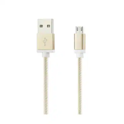 Front. Reiko - 3.3Ft Nylon Braided Micro Usb Charging & Sync Data Cable For Android Phones In Gold - Gold.