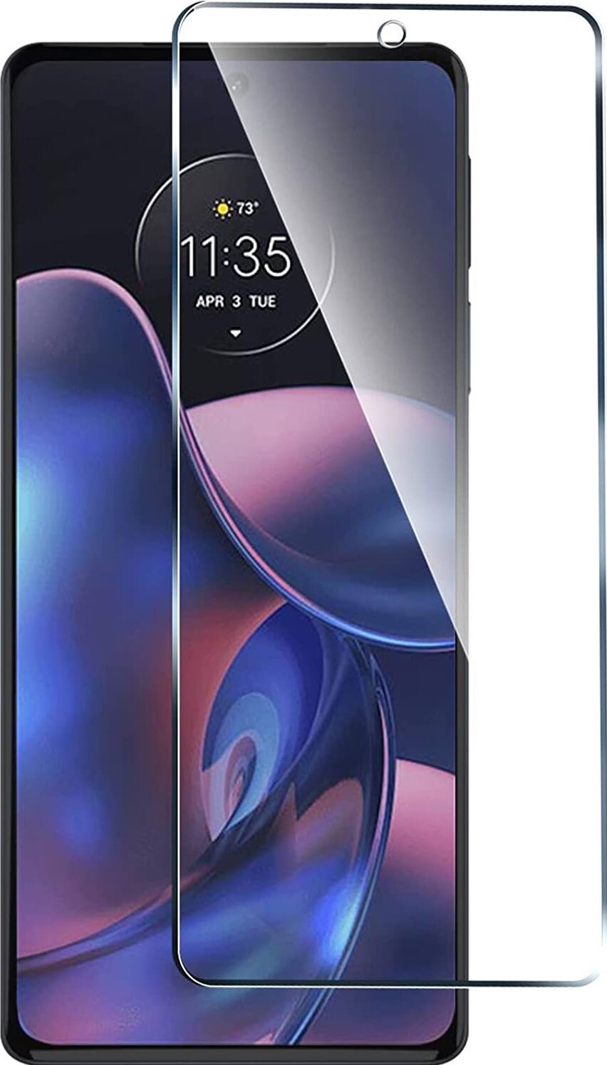 Angle. SaharaCase - ZeroDamage Ultra Strong+ Tempered Glass Screen Protector for Motorola Edge (2022) - Clear.