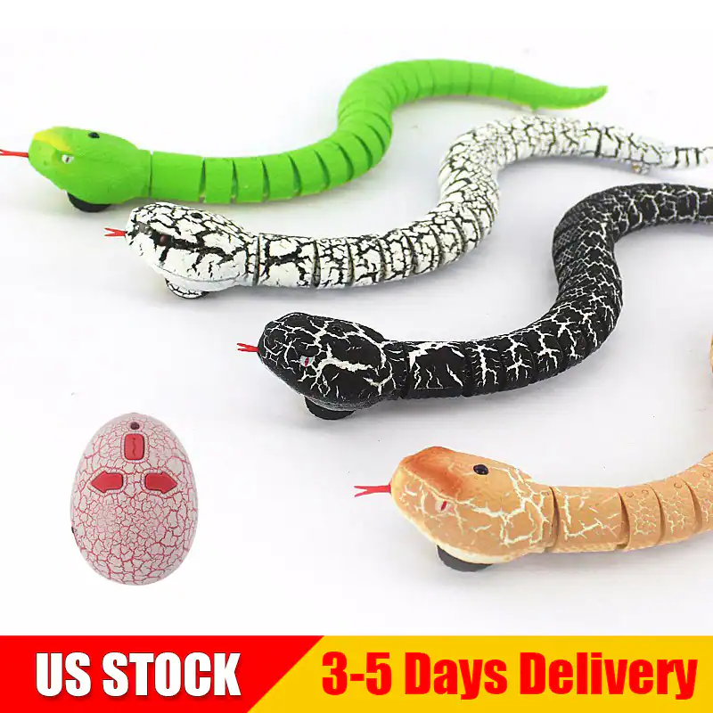 Topteng USB Rechargeable Remote Control Rattlesnake Toy Real Slithering ...