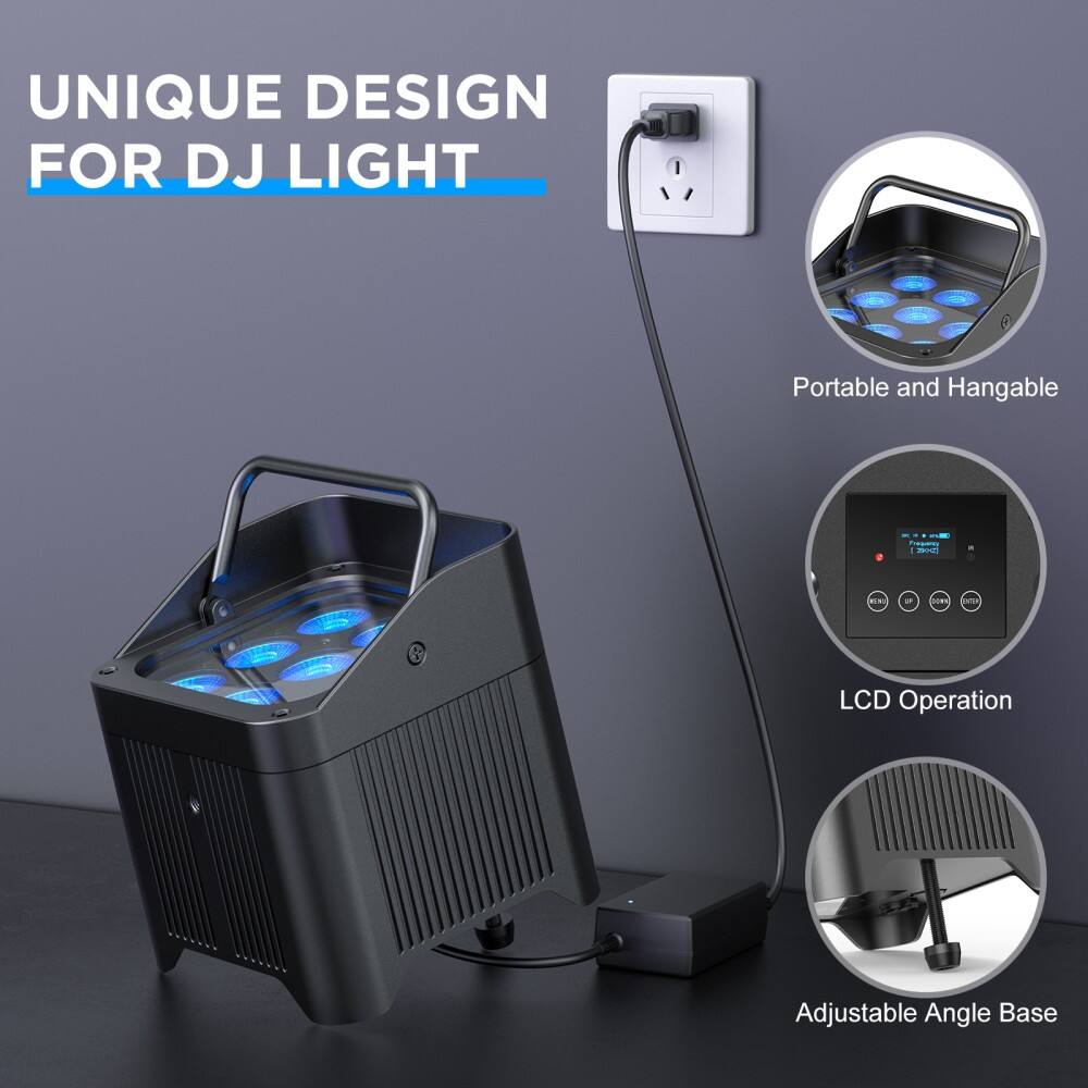 UNIQUE DESIGN FOR DJ LIGHT

- Portable and Hangable
- LCD Operation
- Adjustable Angle Base