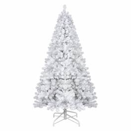 RYHNUYNE - 8 Ft Artificial Christmas Tree With Memory Wire 1430 Tips, Hinged PVC Branches Easy Assembly Indoor Decor - White