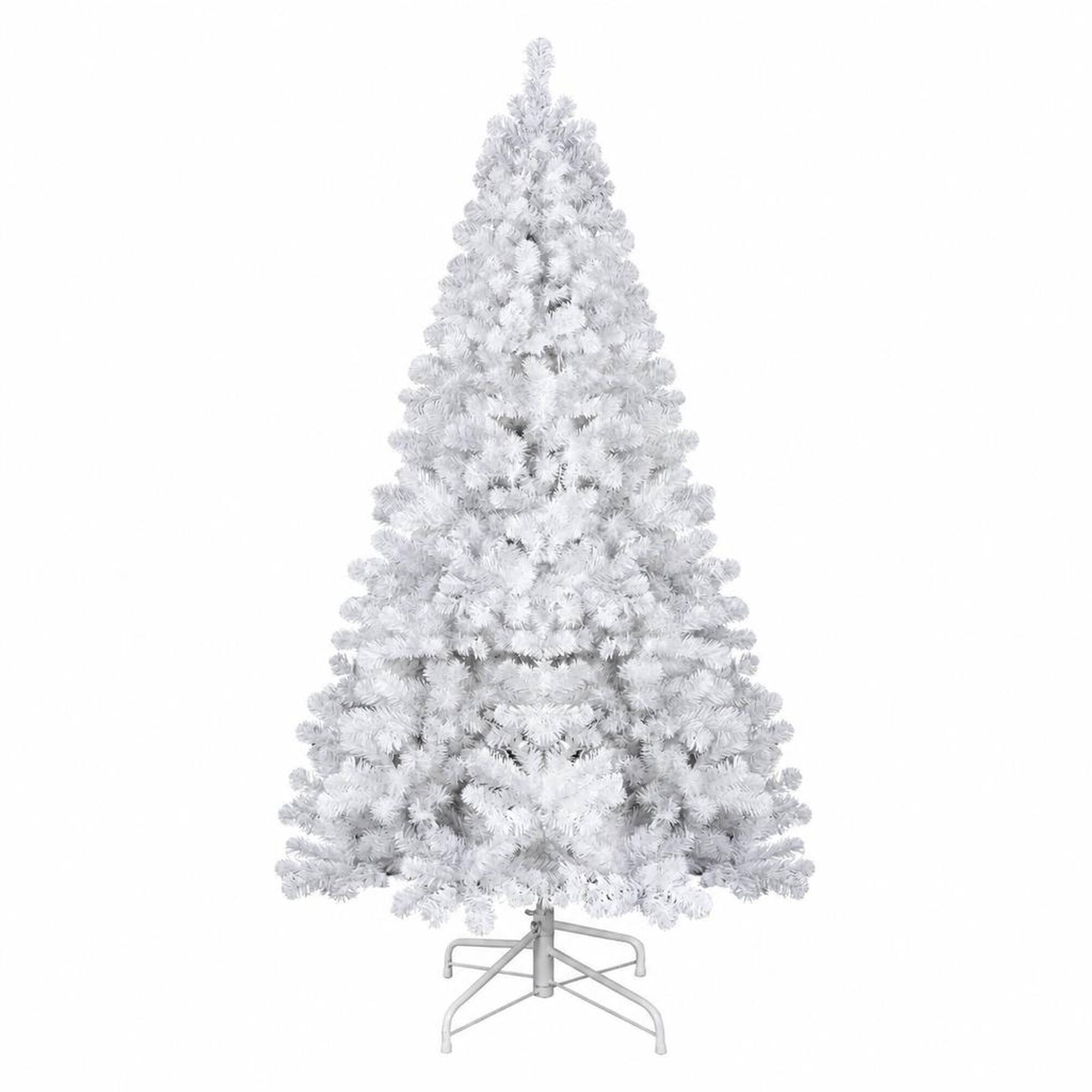 Front. RYHNUYNE - 8 Ft White Artificial Christmas Tree With Memory Wire 1430 Tips, Hinged PVC Branches Easy Assembly Indoor Decor - White.