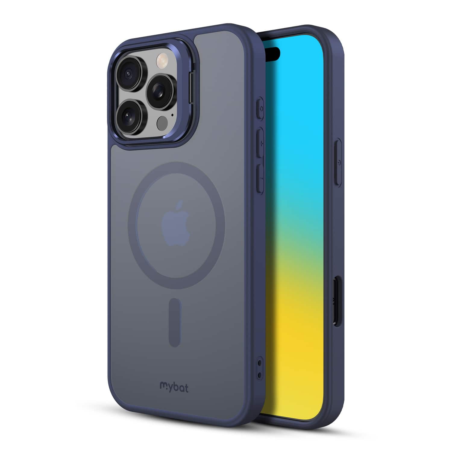 Mybat - InFrame MagSafe Case with Kickstand for Apple iPhone 16 Pro Max - Cobalt - Clear/Cobalt