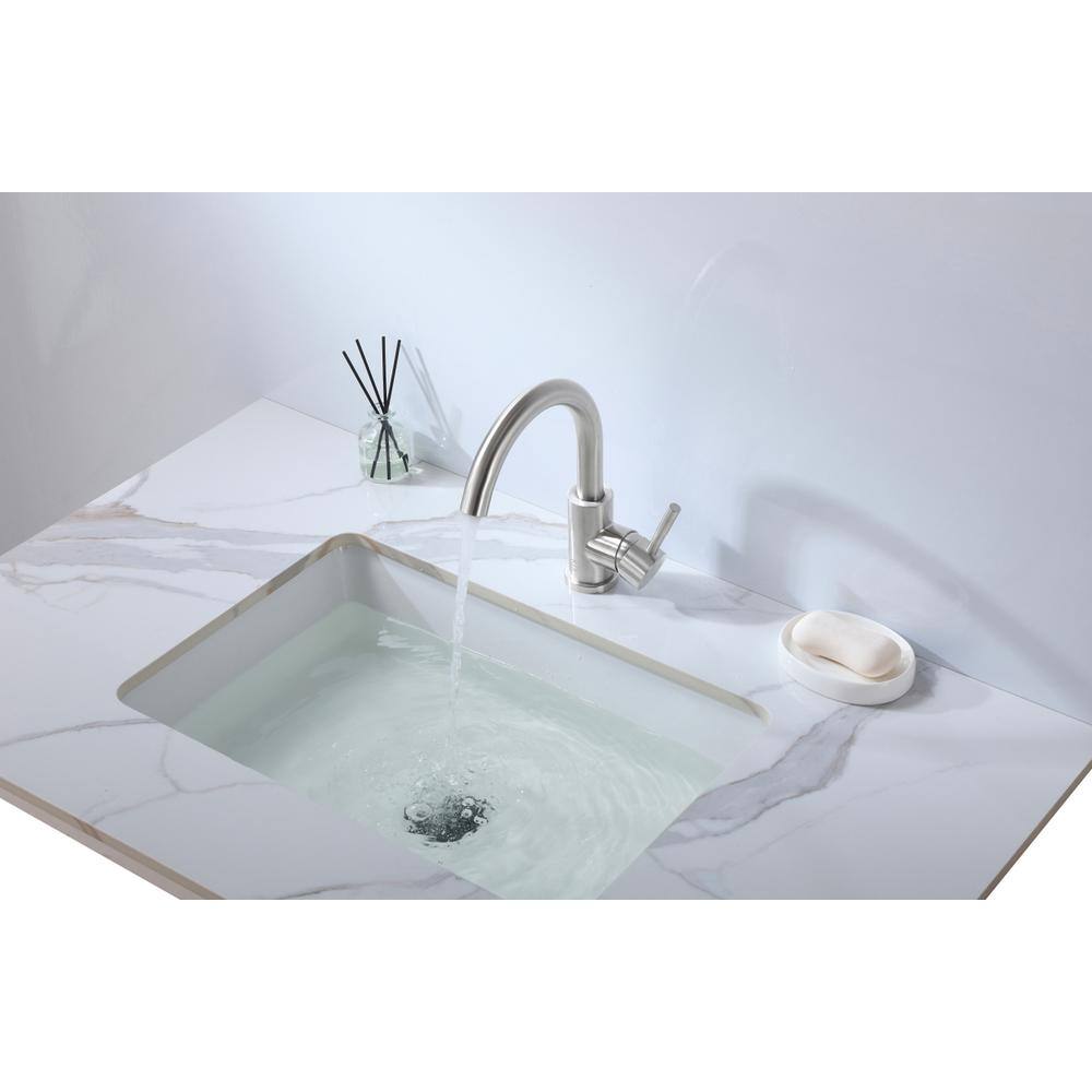 Alt View 8. Elegant Kitchen and Bath - Louis Single Hole Single Handle Bathroom Faucet in Brushed Nickel - Brushed Nickel.