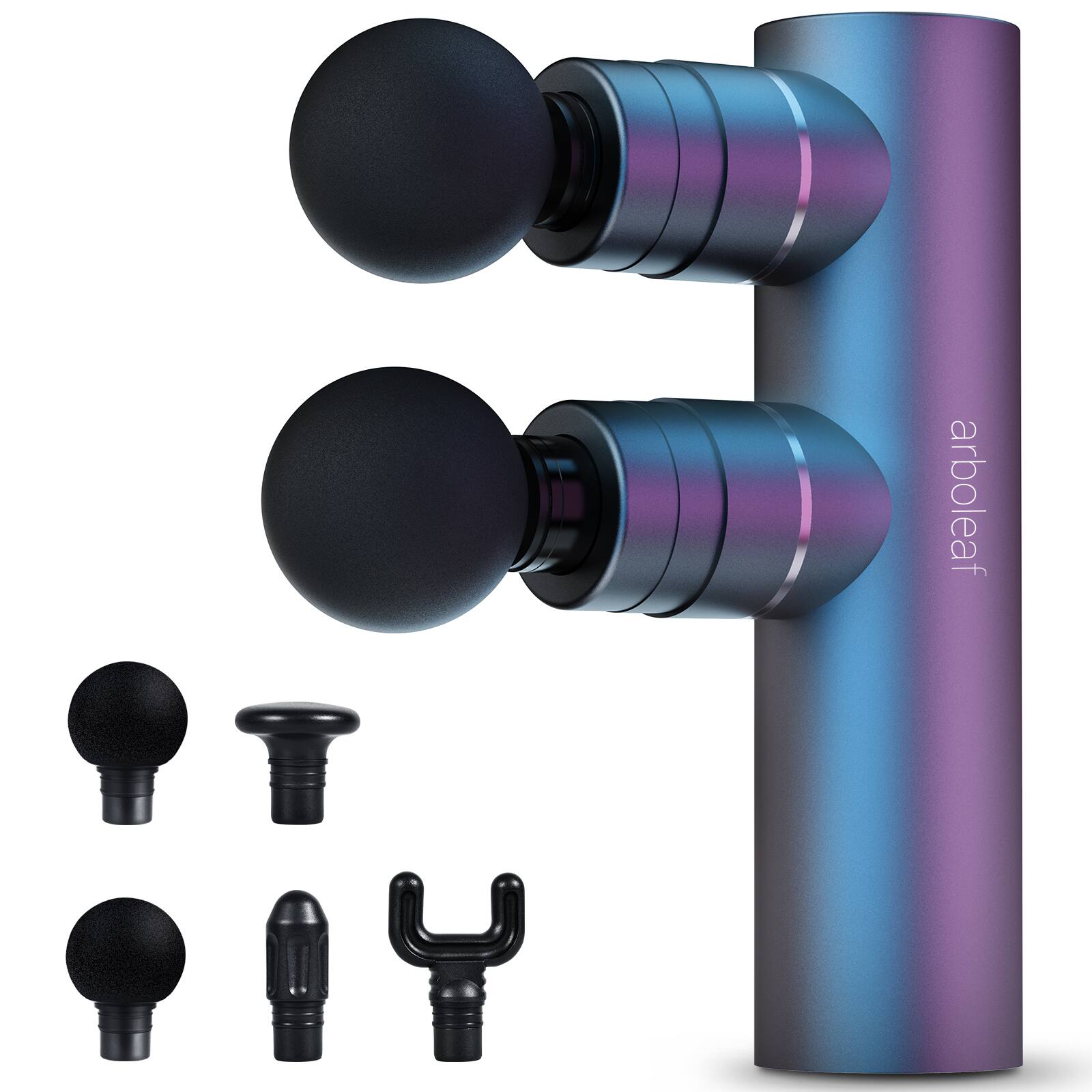 Arboleaf - Dual-Head Deep Tissue Massage Gun, Full-Metal Portable Handheld Massager, 5 Modes, Seamless Speed Control - Gray