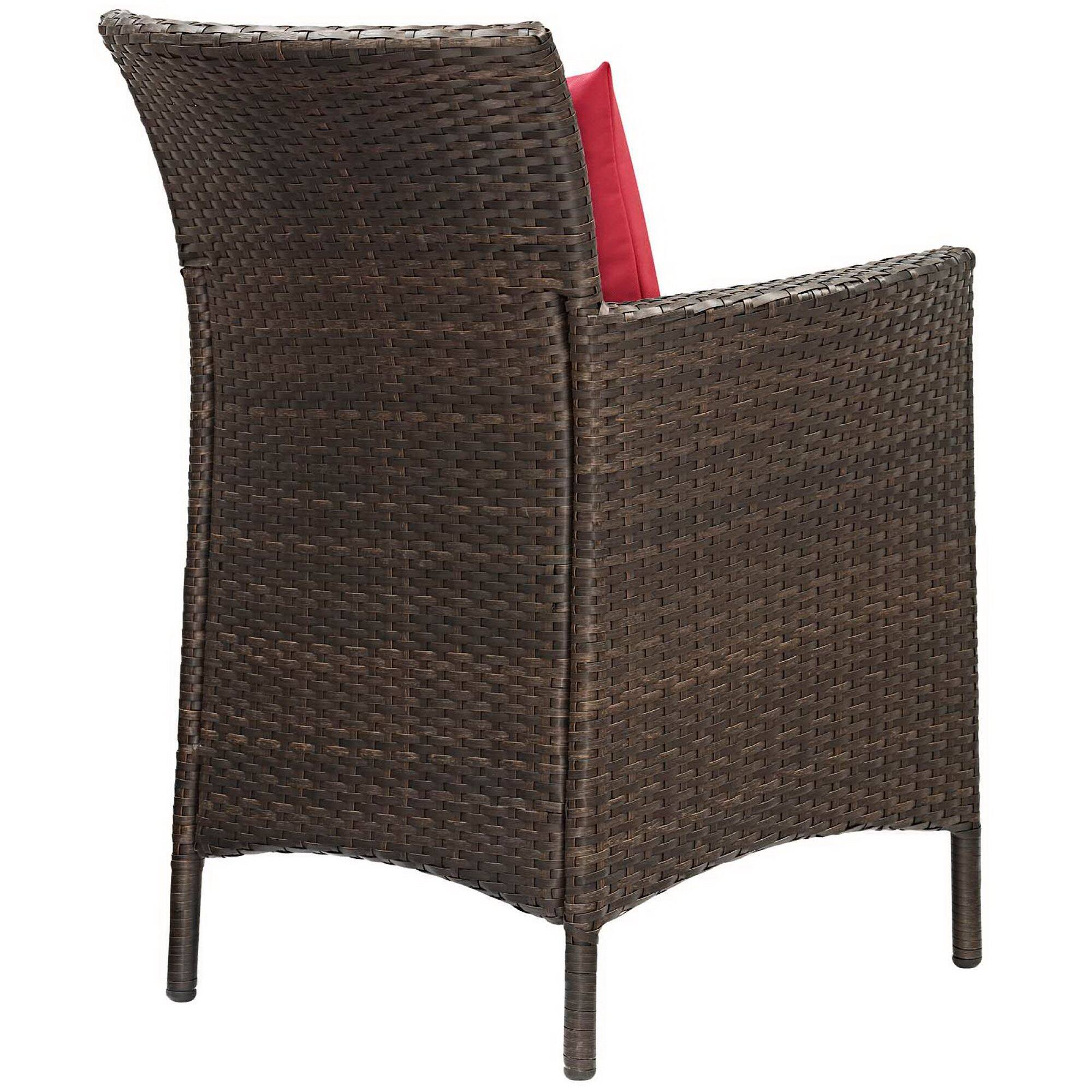 Left. Modway - Conduit Outdoor Patio Wicker Rattan Dining Armchair by Modway - Brown Red.