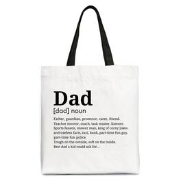 OrnamentallyYou - Personalized Dad Definition Canvas Tote Bag, Funny Fathers Day Gift Shopper - White Black