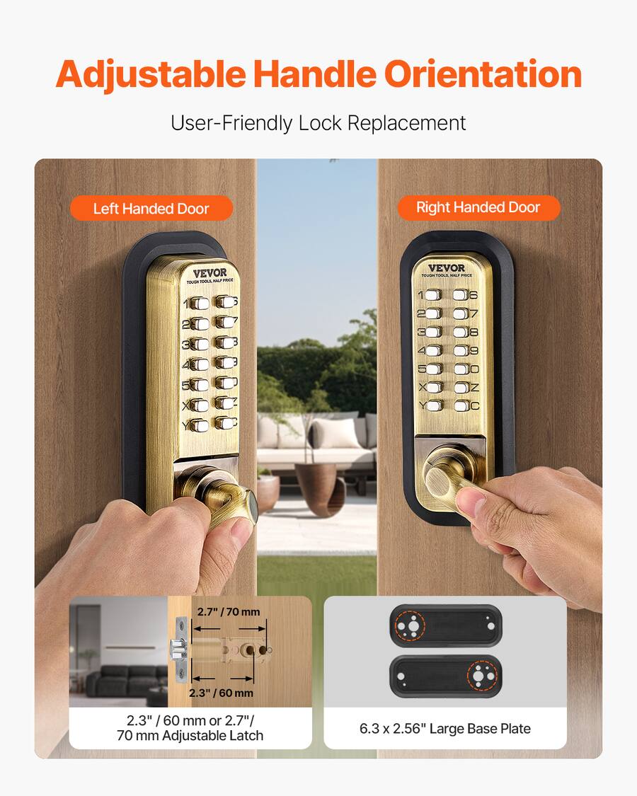 Keyad Lock VEVOR Mechanical Keyless Entry Door Lock, 14 Key Mechanical Door Lock ...