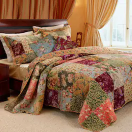 Hivvago - Full / Queen size 100% Cotton Patchwork Quilt Set with Floral Paisley Pattern - Multicolor