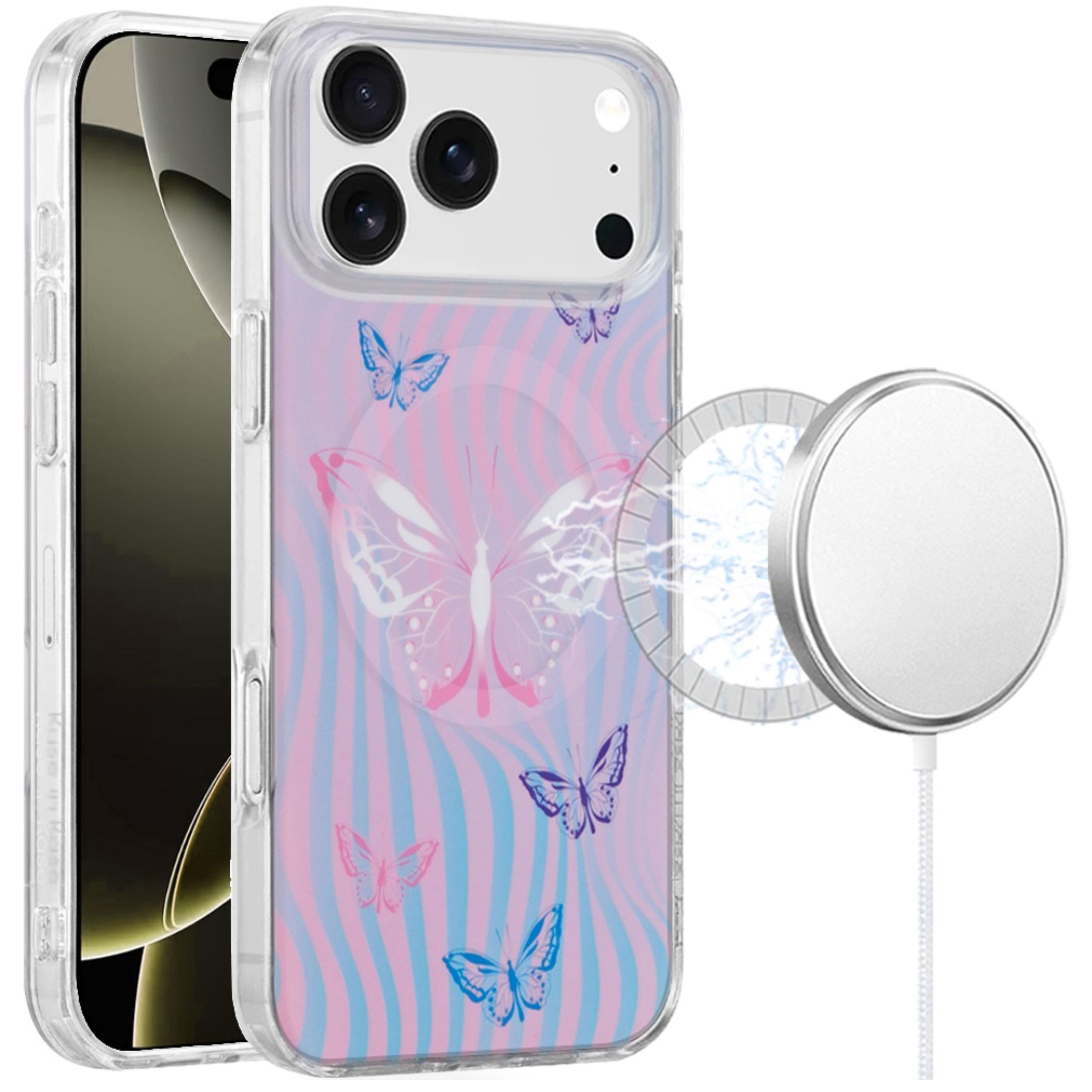 Kitcheniva - IMD Dual Layer Magnetic Circle Cover Phone Case With Tempered Glass For iPhone 17 Pro Max - Butterfly price history on PriceWatchPro