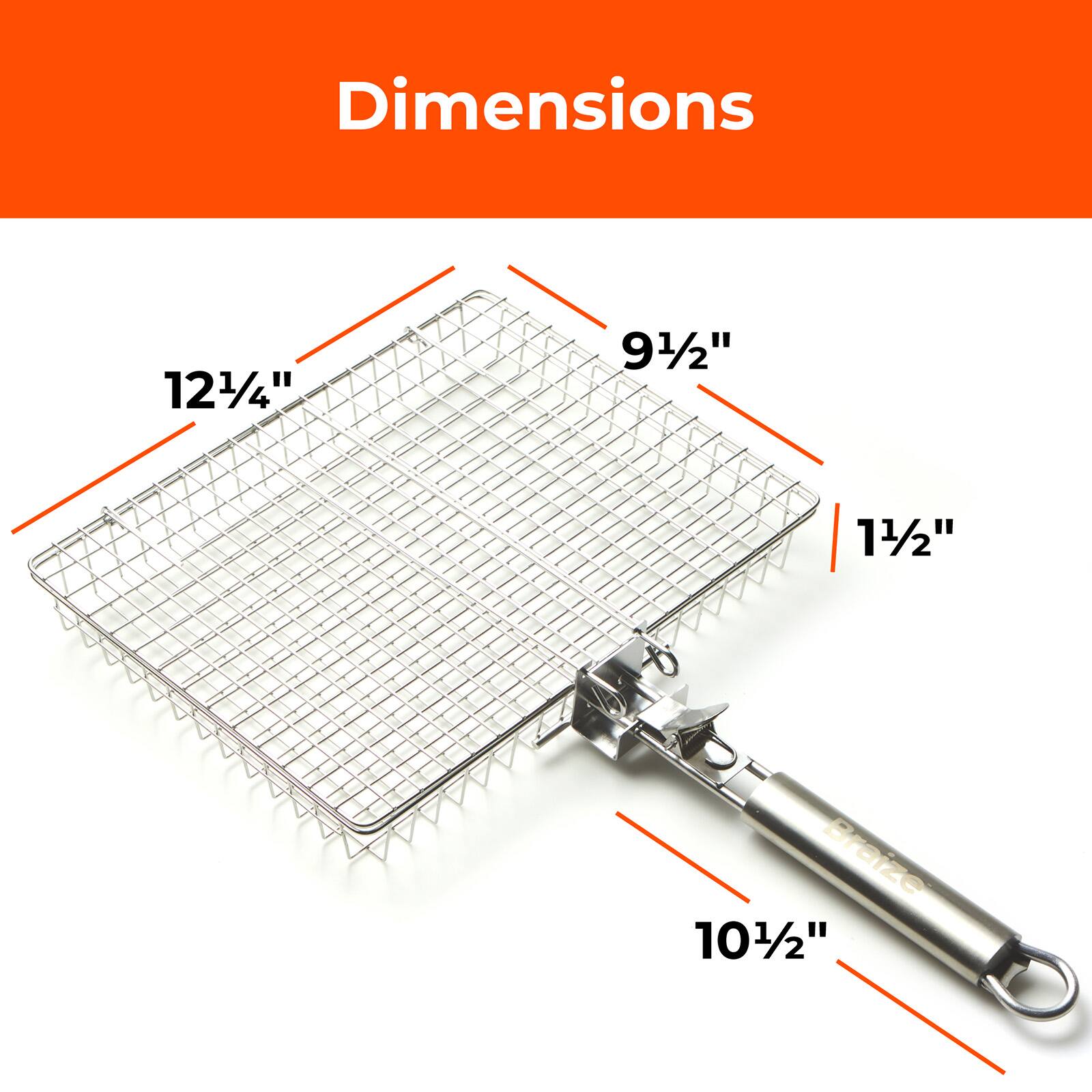 Dimensions: 12 1/4" x 9 1/2" x 1 1/2"  
Braze: 10 1/2"