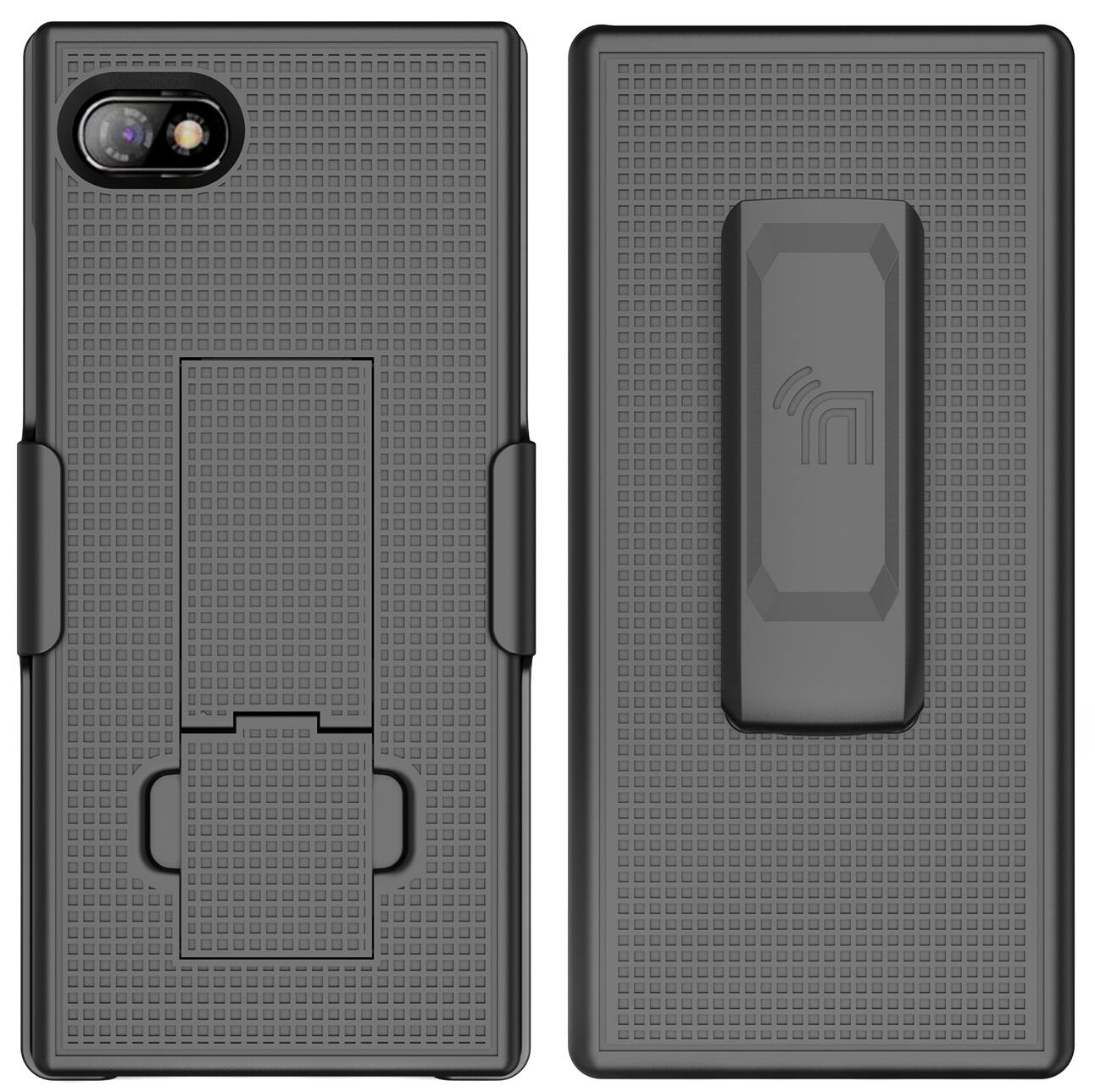Alt View 8. Nakedcellphone - Case with Stand and Belt Clip Holster Combo for Unihertz Titan Slim - Black.