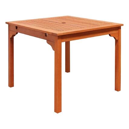 Front. Hivvago - Square 35-in Outdoor Wooden Patio Dining Table with 2-in Diameter Umbrella Hole - brown.