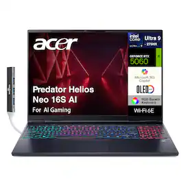 Acer - Predator Helios Neo 16S AI Laptop 16.0 WQXGA (Intel Ultra 9- 275HX, 32GB DDR5, Win 11 Pro) w/USB Hub - Obsidian Black