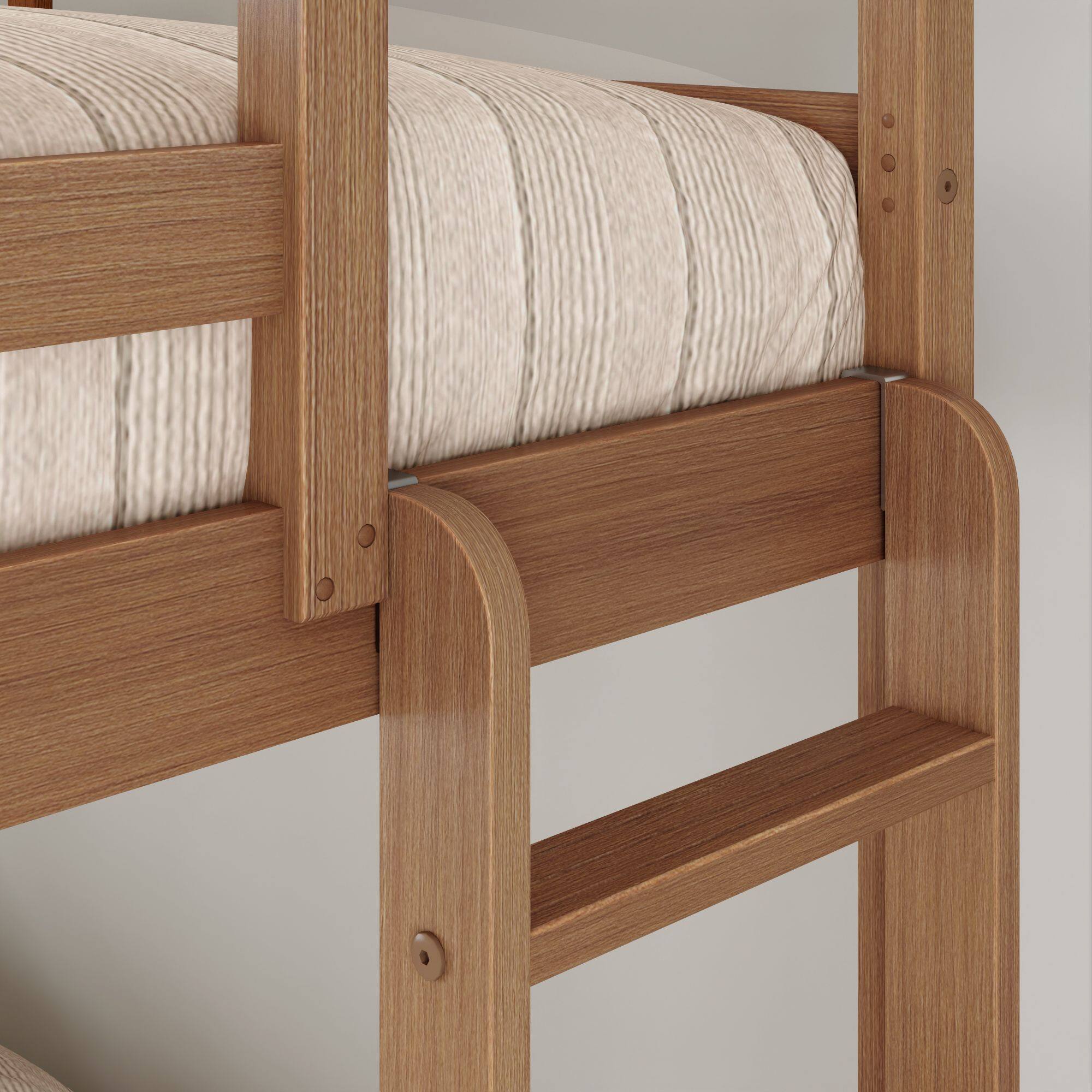 Alt View 3. Grain & Grove - Bear Plywood Twin/Full Bunk, Embossed Pecan - Pecan.