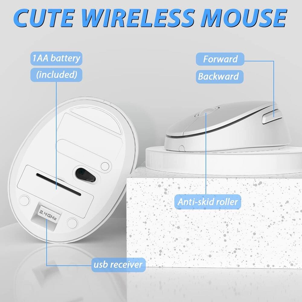 CUTE WIRELESS MOUSE

1AA battery (included)

Forward Backward

Anti-skid roller

usb receiver

2.4GHz