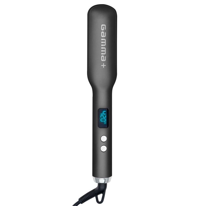 Gamma+ - Ceramic Hot Brush with Cool Touch Technology Reduces Frizz, Static, and Straightens Hair - Black