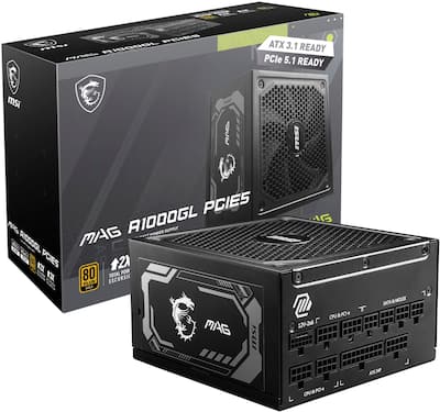 MSI MAG A1000GL PCIE5 1000W Full Modular ATX 3.1 Ready 80 Plus MSI MAG A1000GL PCIE5 1000W Full Modular ATX 3.1 Ready 80 Plus