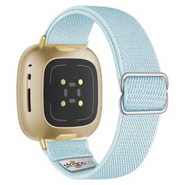 StrapsCo - Nylon Stretch Watch Band Strap For Fitbit Versa 4 - (Yellow Gold Hardware)