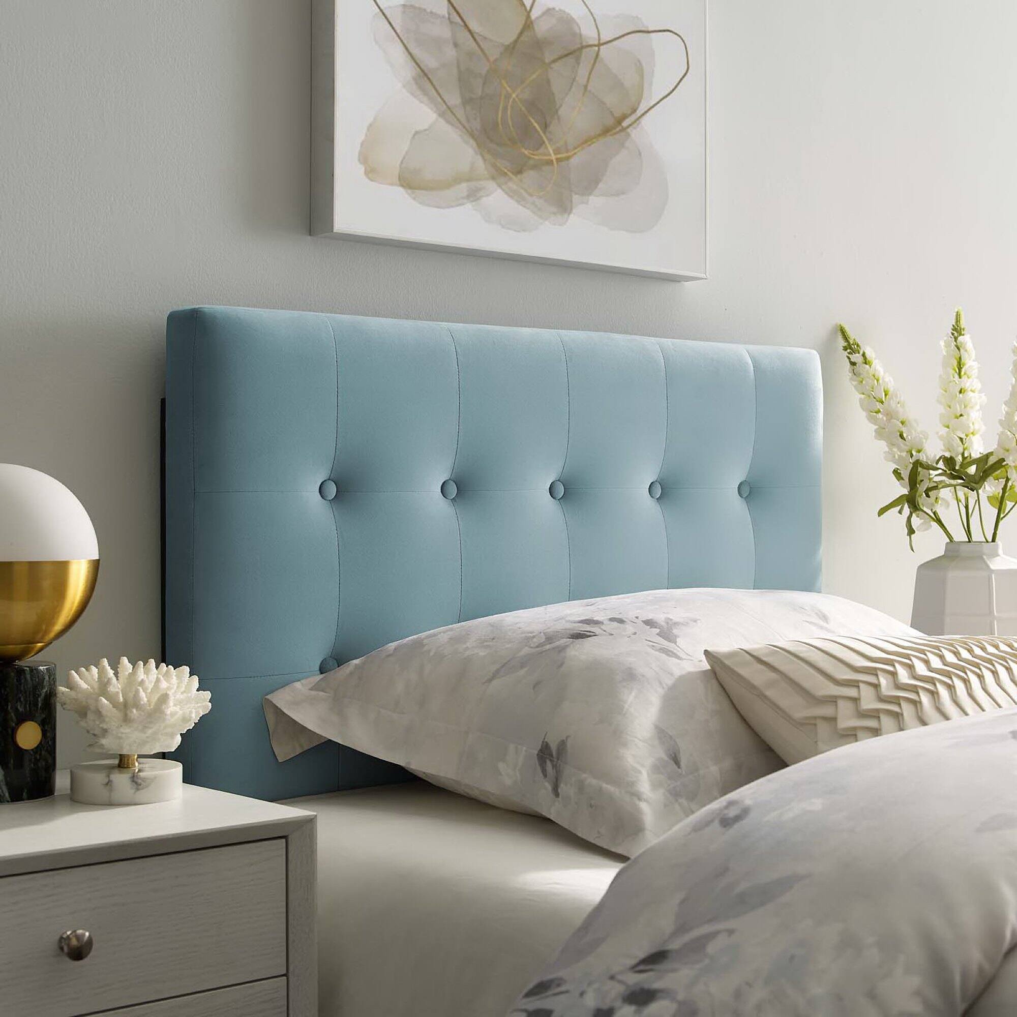 Alt View 2. Modway - Emily Biscuit Tufted Performance Velvet Twin Headboard by Modway - Blue.