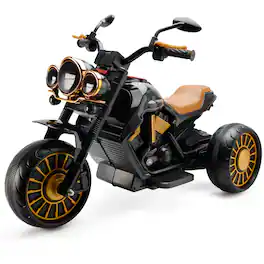 Topteng - 3-Wheel Kids Electric Motorcycle with LED Light - Dual Drive, for Ages 3-8, All-Terrain used - Black