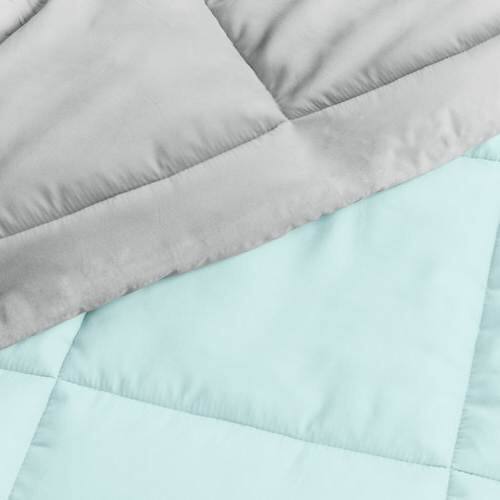 Alt View 1. Hivvago - Full/Queen size 3-Piece Microfiber Reversible Comforter Set Aqua Blue and Grey - Aqua Blue and Grey.