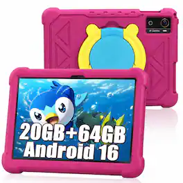 MEIZE - 10 inch Kids Tablet,20GB RAM+ 64GB ROM, Parental Control, 5G WiFi, Octa-Core, Pre-Installed Learning Tablet App - Pink