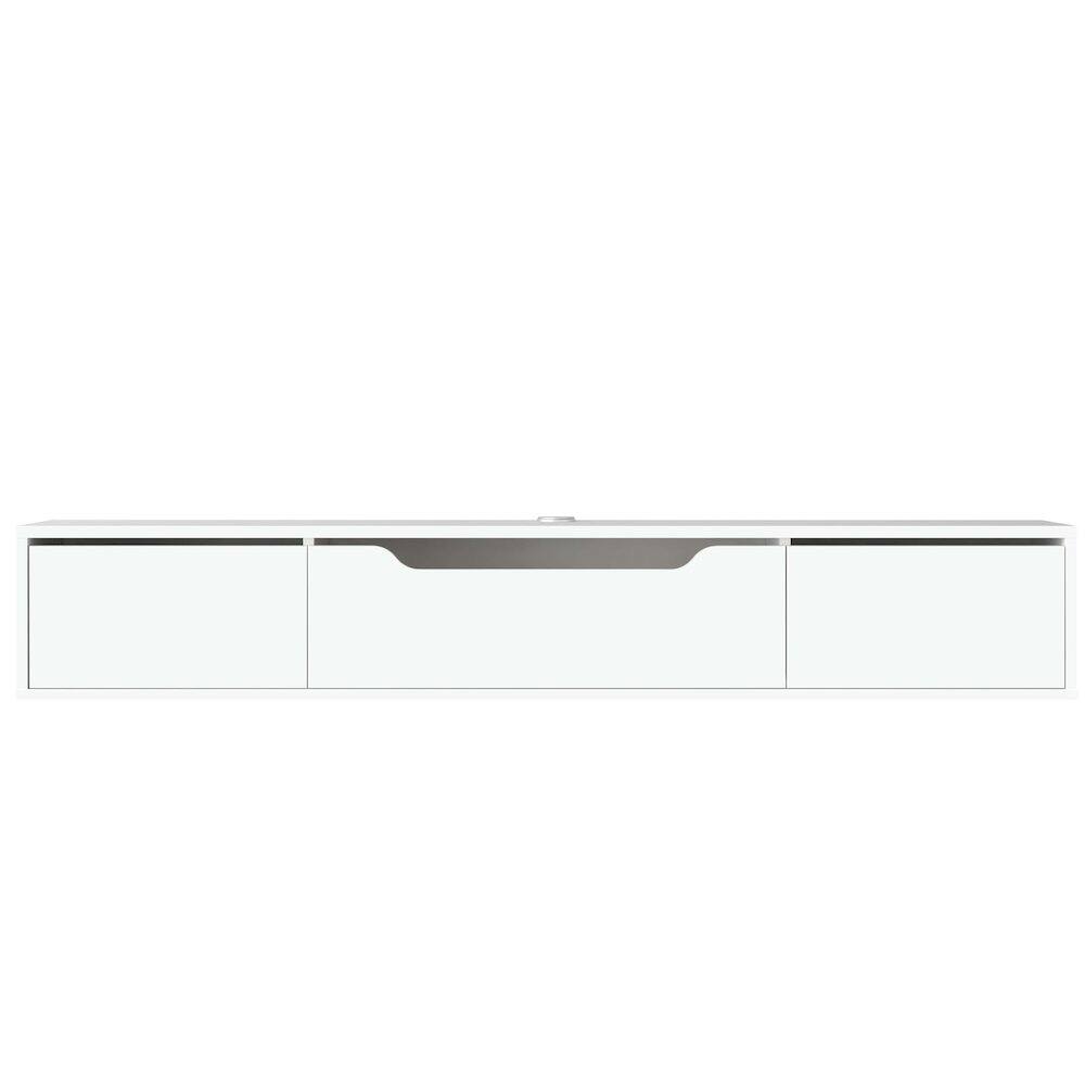 Alt View 2. Atelier Mobili - Floating TV Stand for Up to 80 Inch TVs – Wall Mounted Media Console - White.
