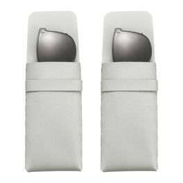 Unique Bargains - 2pcs Soft Glasses Case Leather Flap Closure Pouch for Eyewear Travel Sport Work - Silver