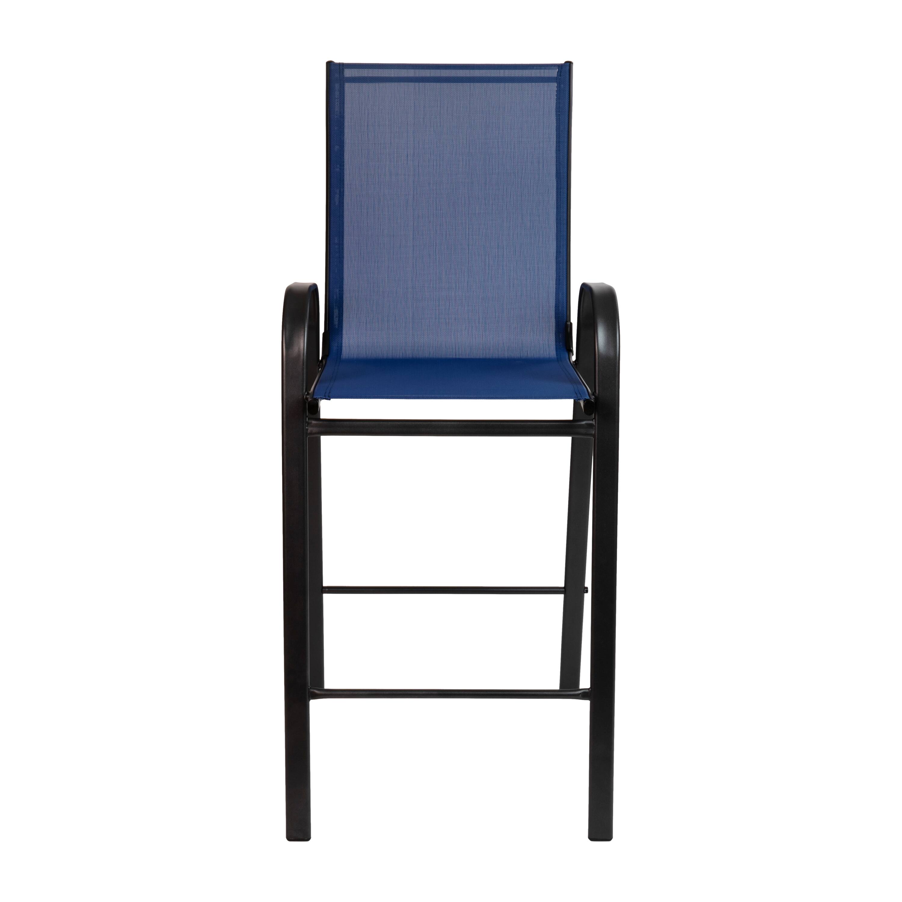 Alt View 8. Emma + Oliver - 4 Pack Outdoor Barstools with Flex Comfort Material-Patio Stool - Navy.