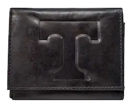 Rico Industries - Tennessee Volunteers Distressed Look Embossed Logo Black Leather Trifold Wallet - Multi