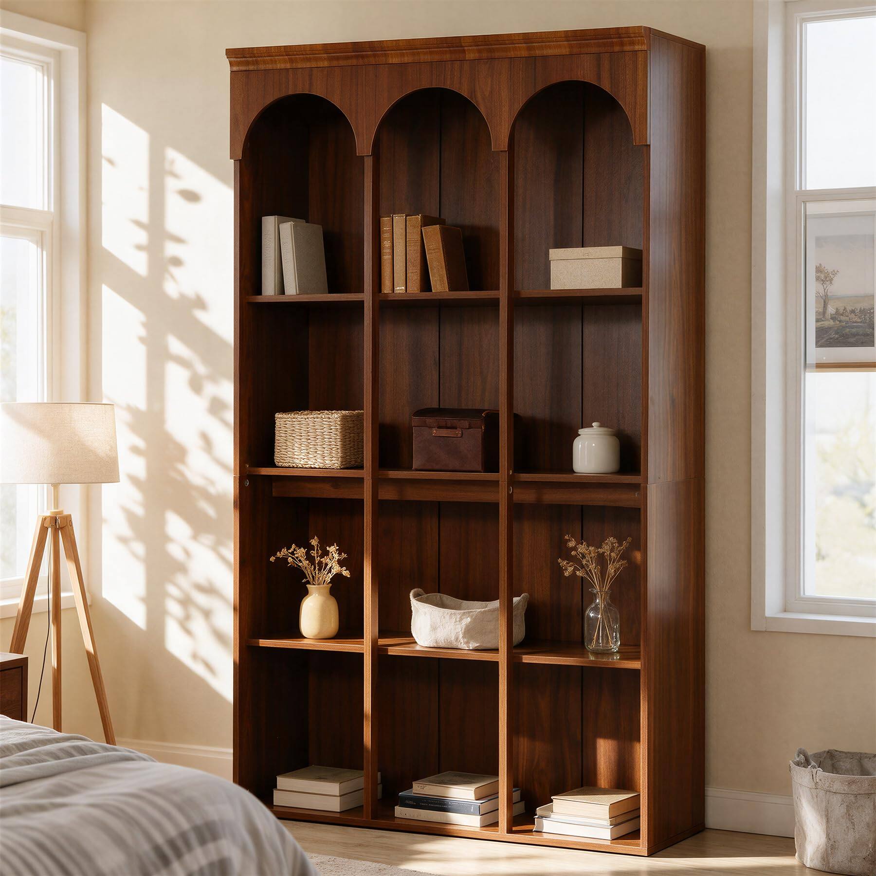 Tribesigns Arched Bookcase, 71 Inch 4 Tier Bookshelf for Office and ...