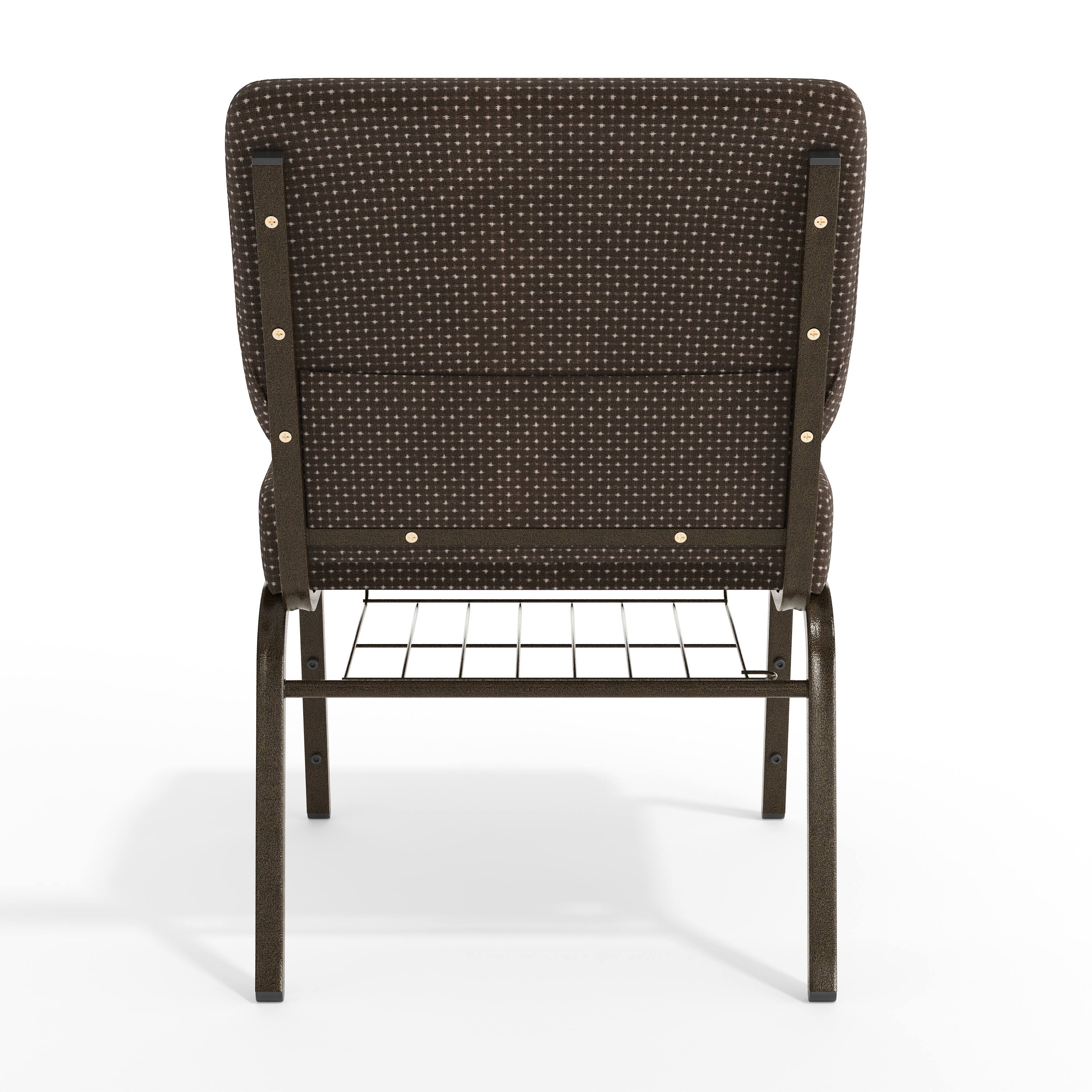 Alt View 7. Emma + Oliver - 21"W Church/Reception Guest Chair with Communion Cup Book Rack - Brown Dot Fabric/Gold Vein Frame.