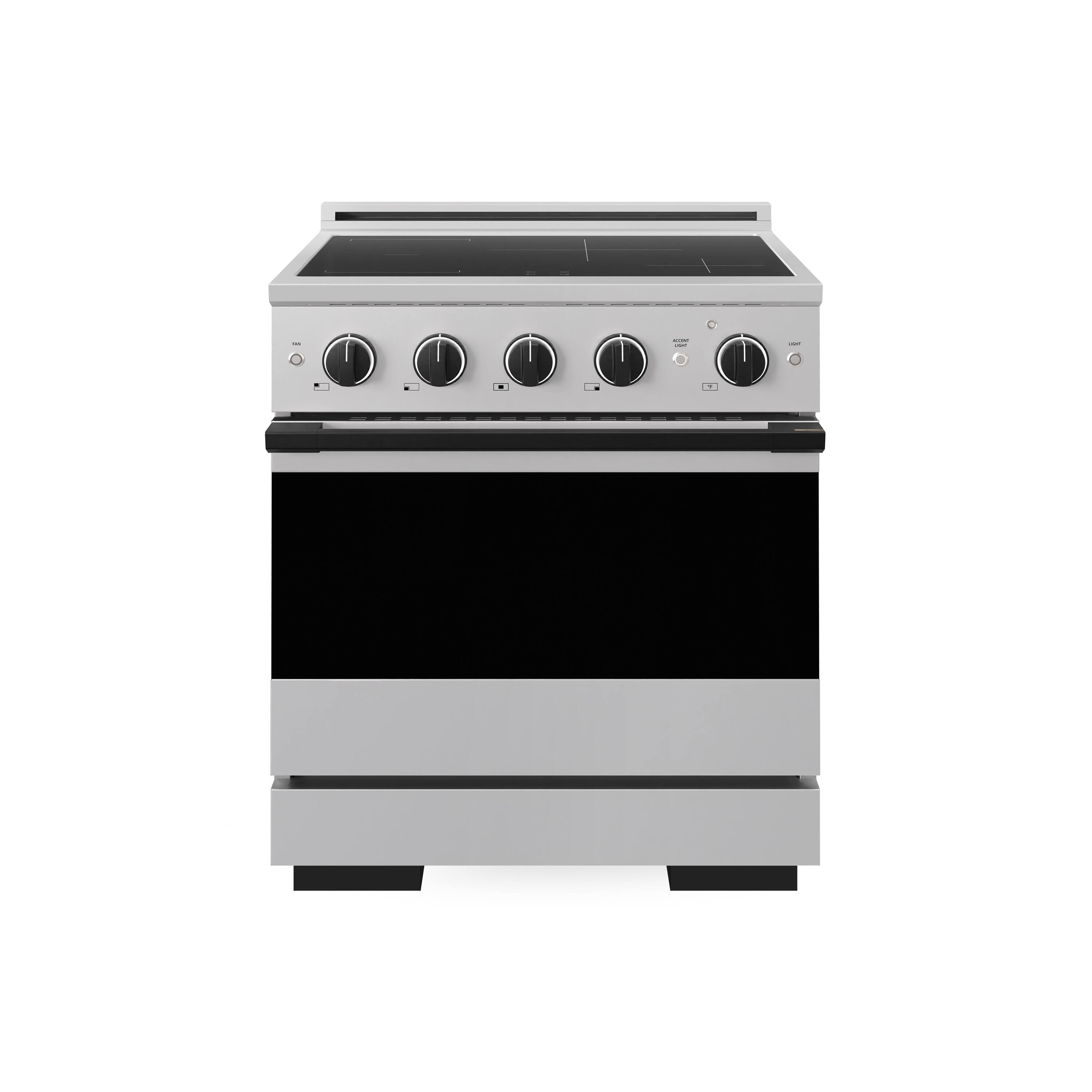 Front. ZLINE - Autograph 30 in. 4.2 cu. ft. Marino Freestanding Induction Range with 4 Burners and Convection Oven w/ Black Accents - Stainless Steel.