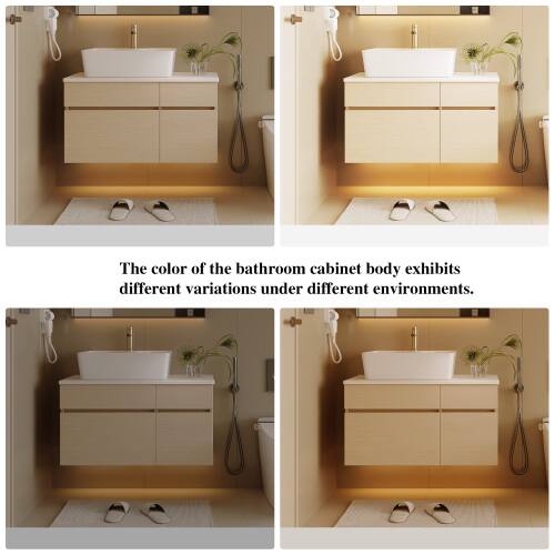 The color of the bathroom cabinet body exhibits different variations under different environments.