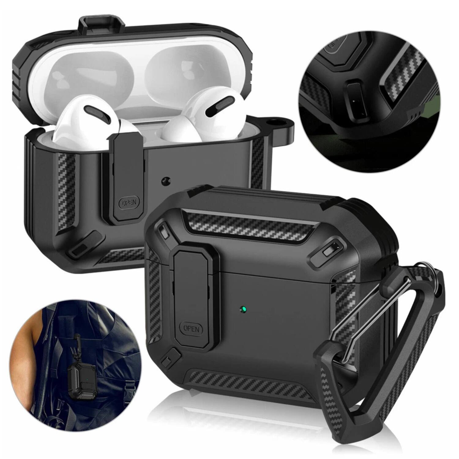 Angle. Stock Preferred - Shockproof Protective Case Cover for Apple AirPods Pro 3rd Gen.