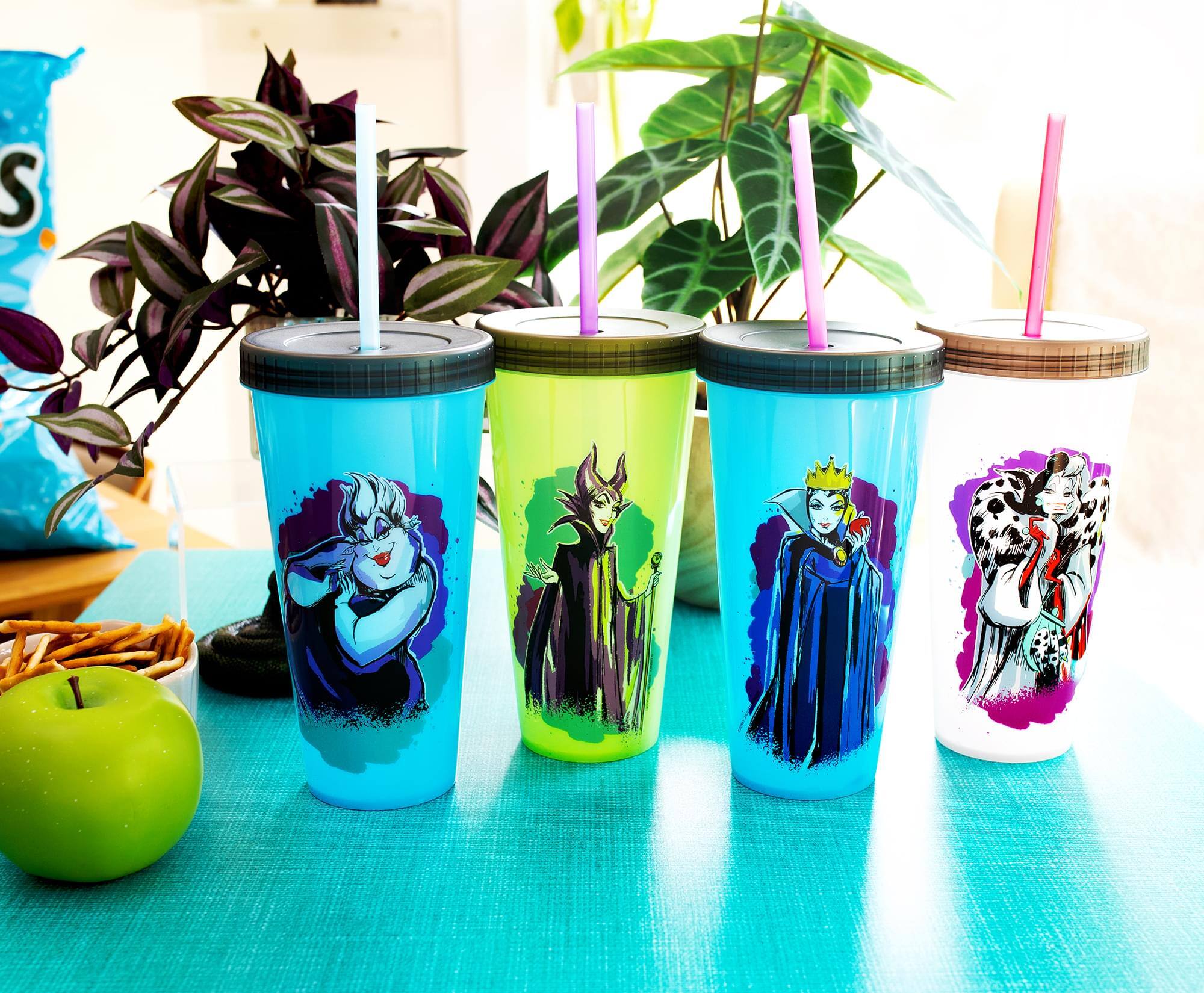 Alt View 2. Silver Buffalo - Disney Villains Color-Changing Plastic Tumblers | Set of 4 - Black.