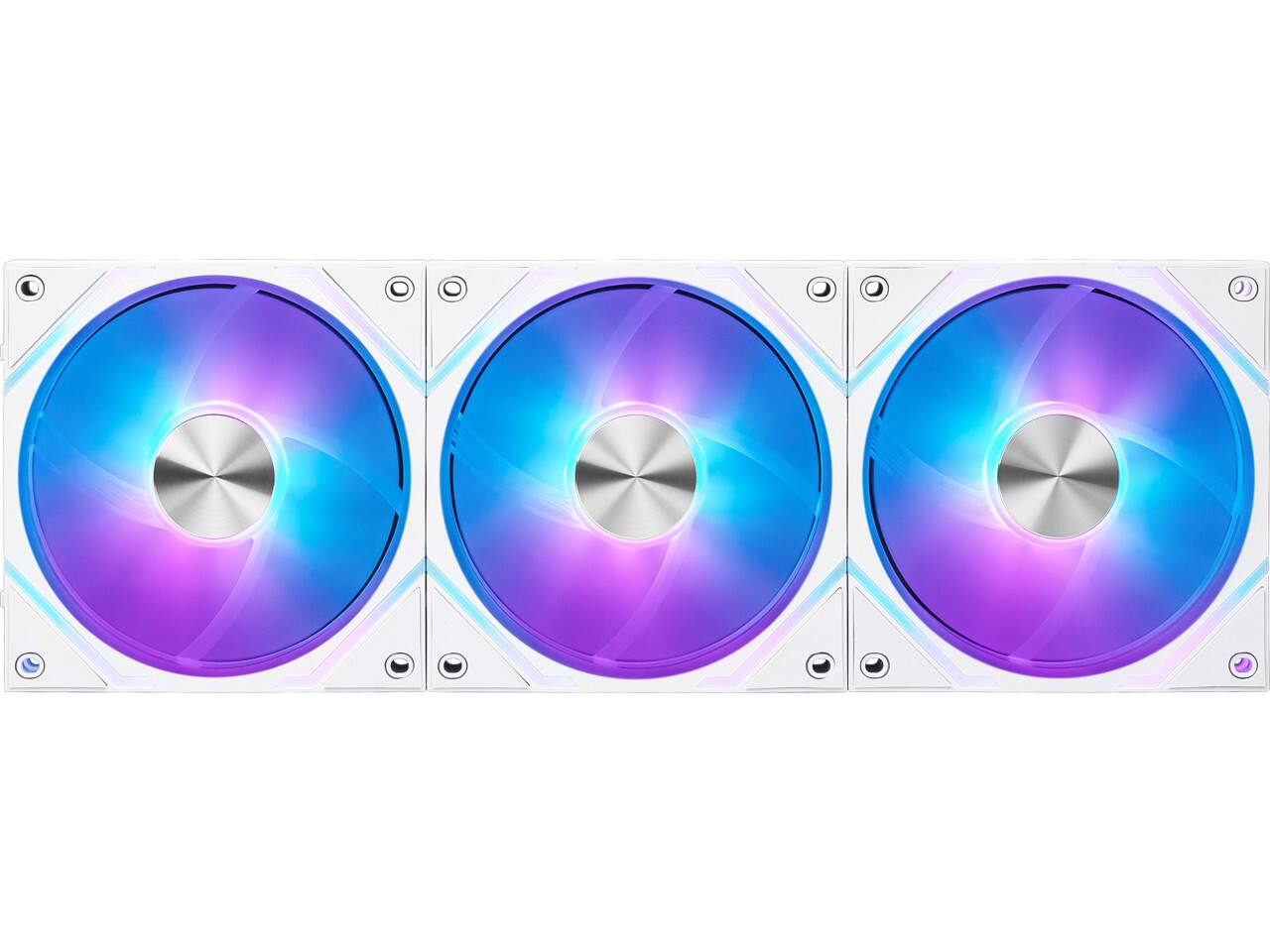 Angle. MSI - MSI MPG EZ120 ARGB White Fan - 120mm, Magnetic Connector, Daisy-Chain, Fluid Bearing, 3 Pack - White.