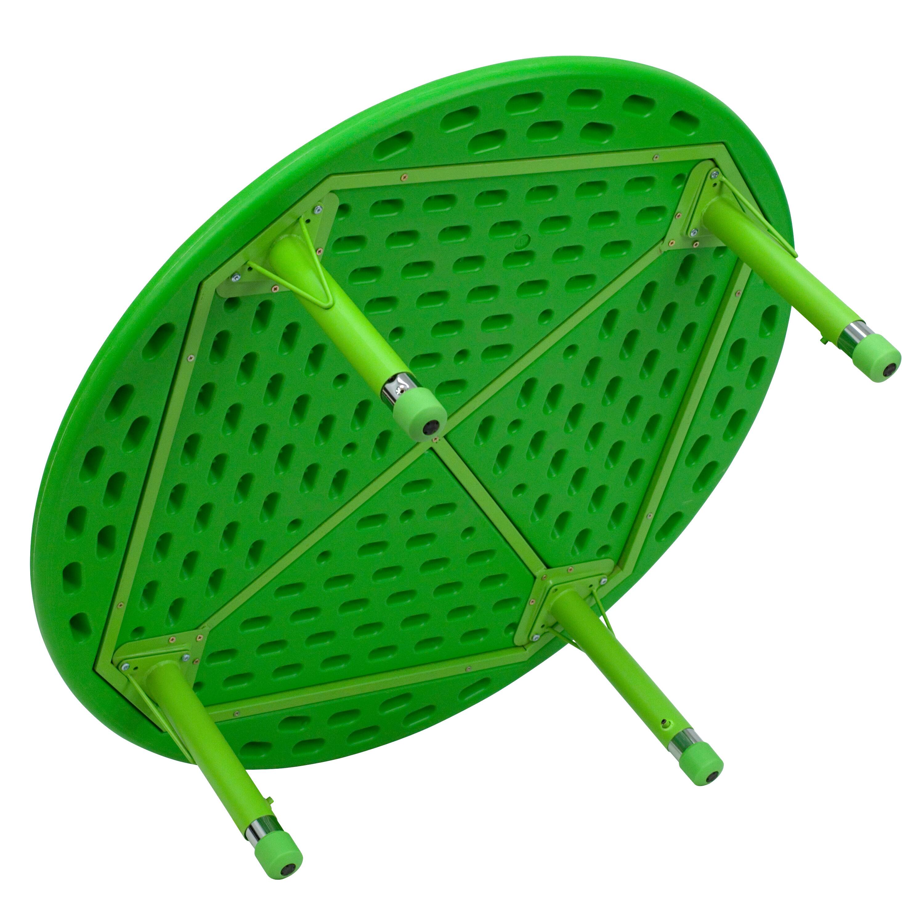Alt View 3. Emma + Oliver - 45" Round Plastic Height Adjustable Activity Table - Green.