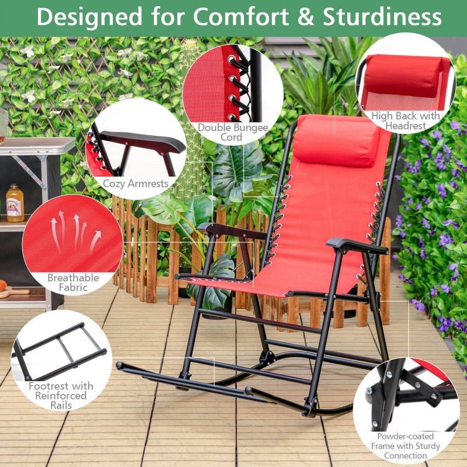 Designed for Comfort & Sturdiness

- Double Bungee Cord
- High Back with Headrest
- Cozy Armrests
- Breathable Fabric
- Footrest with Reinforced Rails
- Powder-coated Frame with Sturdy Connection