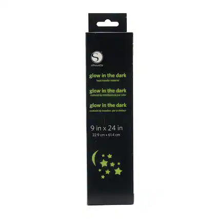 Silhouette
glow in the dark
heat transfer material
glow in the dark
material de transferencia por calor
glow in the dark
matériel de transfert par la chaleur
9 in x 24 in
22.9 cm x 61.4 cm