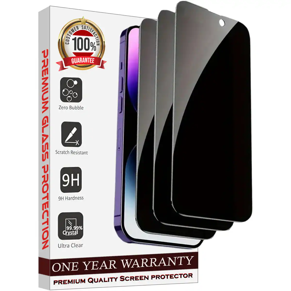 CUSTOMER 100% SATISFACTION GUARANTEE

PREMIUM GLASS PROTECTION

- Zero Bubble
- Scratch Resistant
- 9H Hardness
- 99.99% Crystal
- Ultra Clear

ONE YEAR WARRANTY

PREMIUM QUALITY SCREEN PROTECTOR