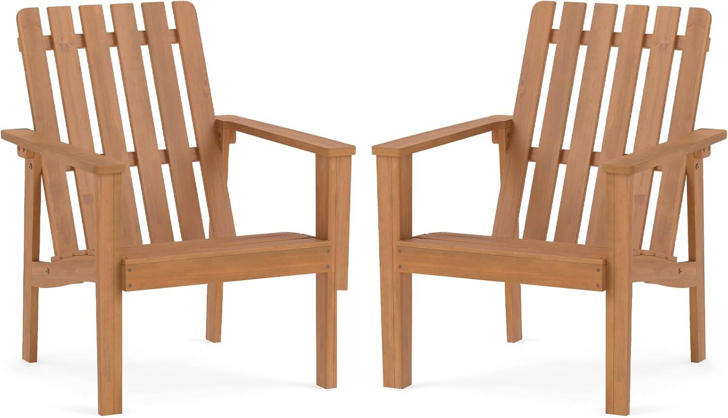 Gymax - Adirondack Chairs Set of 2 Acacia Wood Outdoor Patio Chairs w/Slatted Backrests - Yellow price history on PriceWatchPro