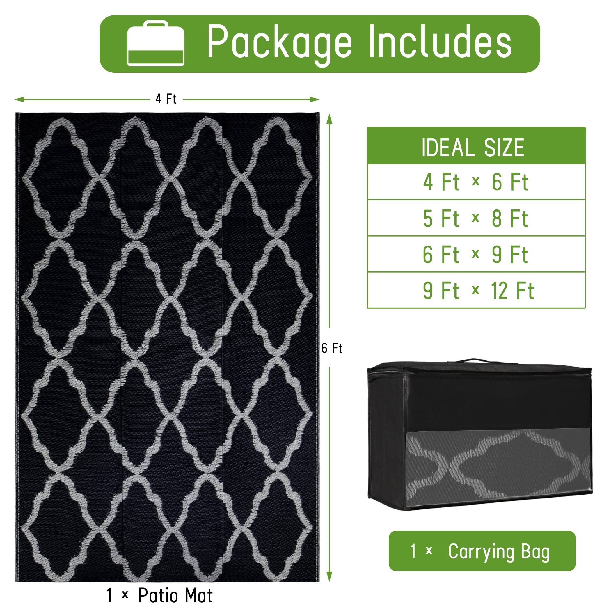 Package Includes

1 x Patio Mat

1 x Carrying Bag

IDEAL SIZE

4 Ft x 6 Ft

5 Ft x 8 Ft

6 Ft x 9 Ft

9 Ft x 12 Ft